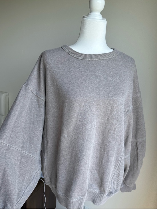 aerie Jackets & Blazers - aerie Light Taupe Ribbed Fleece-Lined Sweatshirt